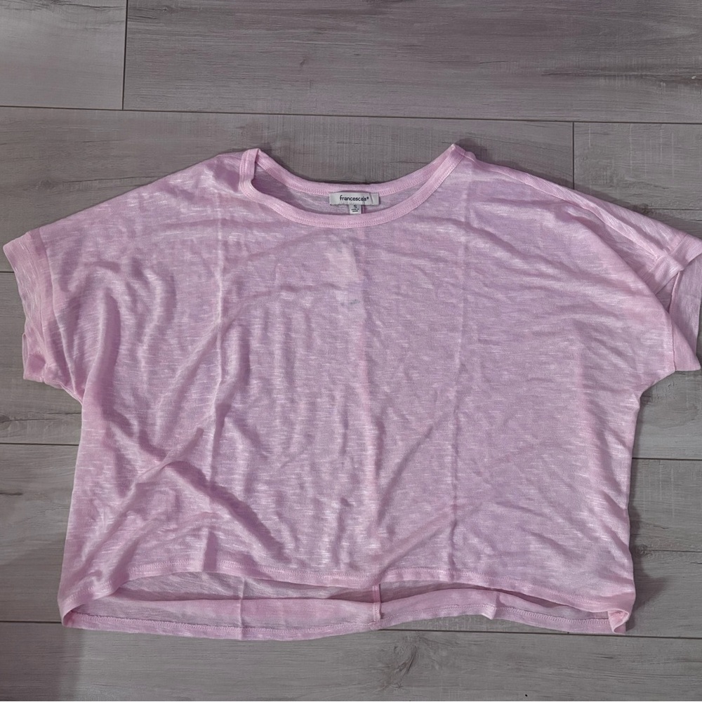 Francesca's Collections Light Pink Sheer Tee